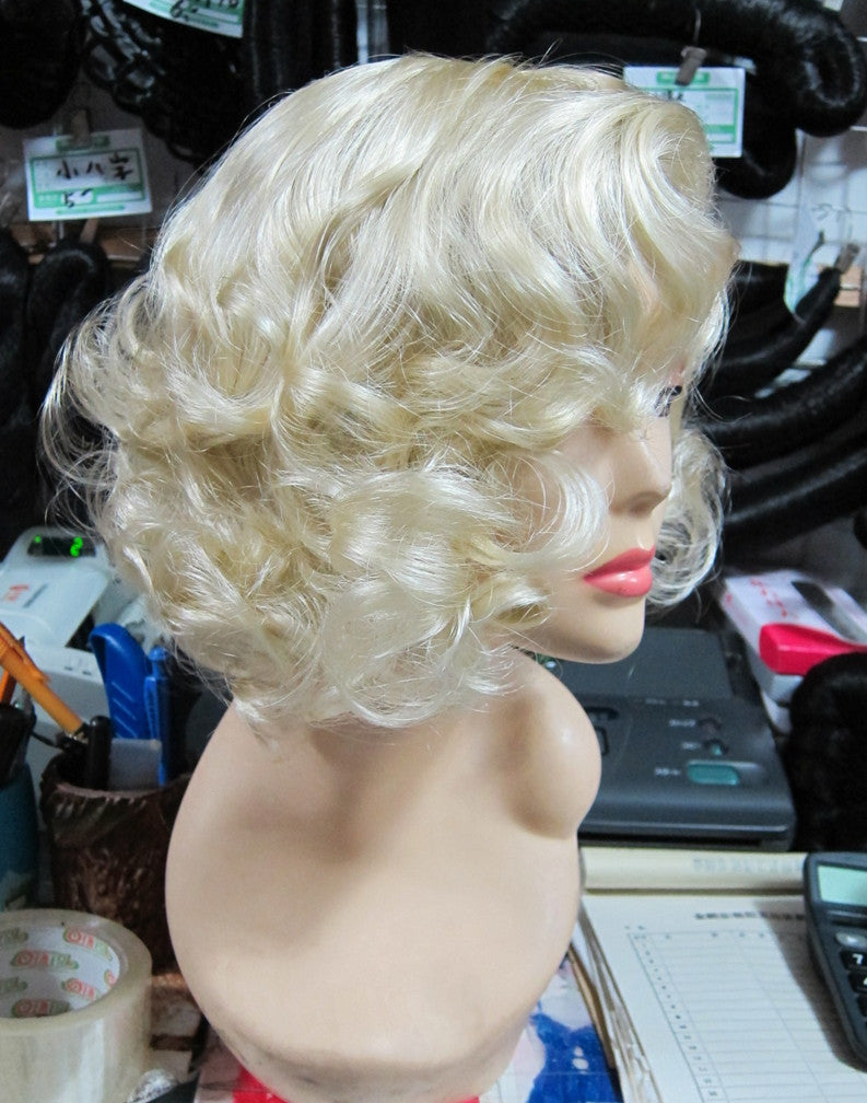 Blonde Curly Fashion Ladies Prom Wig halloween boo